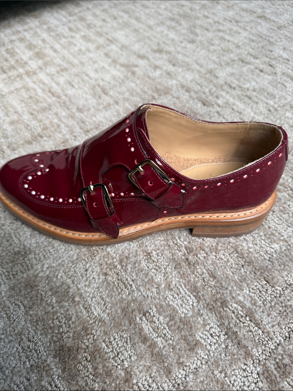 Patent Leather Burgundy Double Monk Loafers